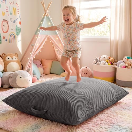 HUGHEAVEN Comfy 3-in-1 Kids Bean Bag Chair, Removable Cover Floor Chair