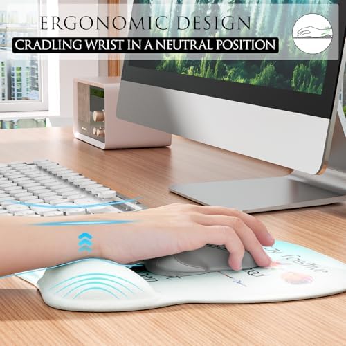 MROCO Ergonomic Mouse Pad with Gel Wrist Rest, 9.4 x 8.1 in, Feather Arrow
