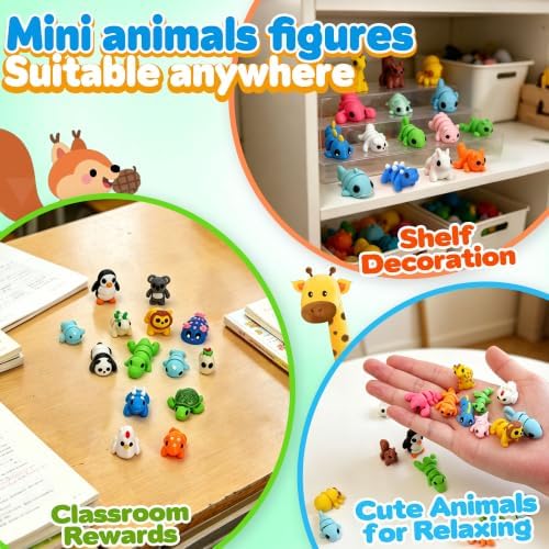 30Pcs 3D Printed Animals Set for Kids, Mini Little Animals Figures for Party Favors Gifts Pocket Fidget Toys Bulk, Goodie Bag Stuffers Classroom Birthdays Rewards for Toddlers Desk Office Pet Decor