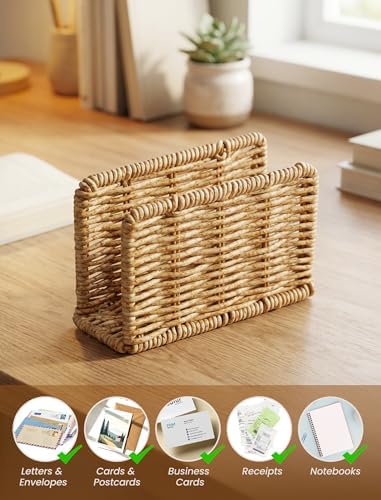NiHome Mail Holder Organizer Countertop, PP Woven Textured Letter Holder