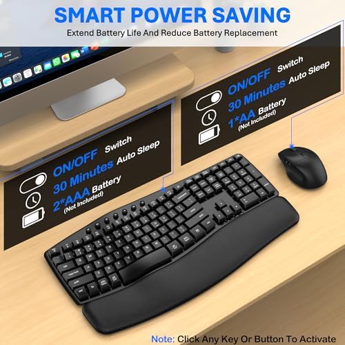 Wireless Keyboard and Mouse Combo, Bluetooth/2.4G Dual-Mode(Black Graphite)