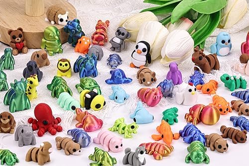 105pcs 3D Printed Animals, 3D Printed Animals, Articulated Pocket Fidget Toys Bulk, Party Favors, Goodie Bag Stuffers, Desk Pets for Classroom Rewards, Exchange Gifts for Boys Girls Toddlers