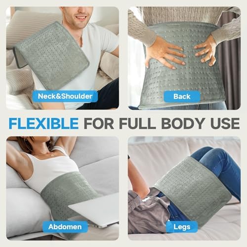 GOTCOZY Heating Pad 12"x24" for Back Pain Relief & Cramps(Grey)