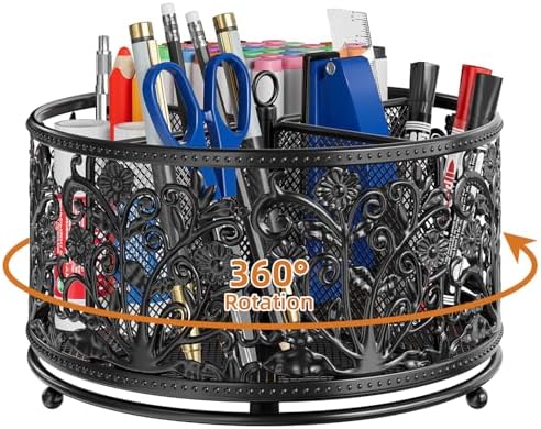 EKNITEY Pencil Holder for Desk - 360° Rotating Pen Holder Organizer Caddy