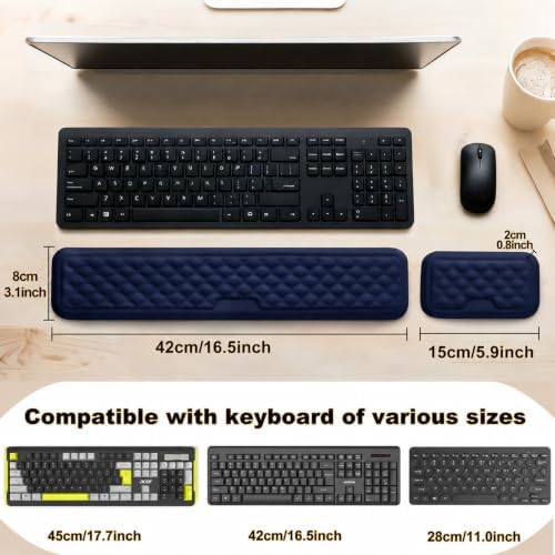 Keyboard Wrist Rest Mouse Wrist Support, Memory Foam Wrist Rest Pad for Computer Laptop, Ergonomic Wrist Cushion Support for Typing Pain Relief, Gaming Home Office, Navy Blue