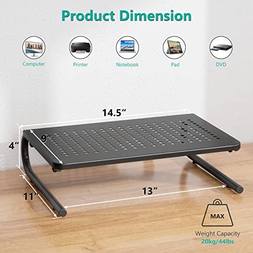 WALI Monitor Stand Riser, Laptop Riser for Desk, Computer Monitor Stand for Desktop, Desk Organizer for Monitor and Printer, Home, Office, School Application(STT001), 1 Pack, Black