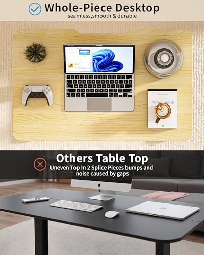 Okin Electric Standing Desk 31.5x19.7 Inches Small Computer Desk-Whole Piece Stand up Desk with Wheels Gaming Rolling Home Office Desks, Oak