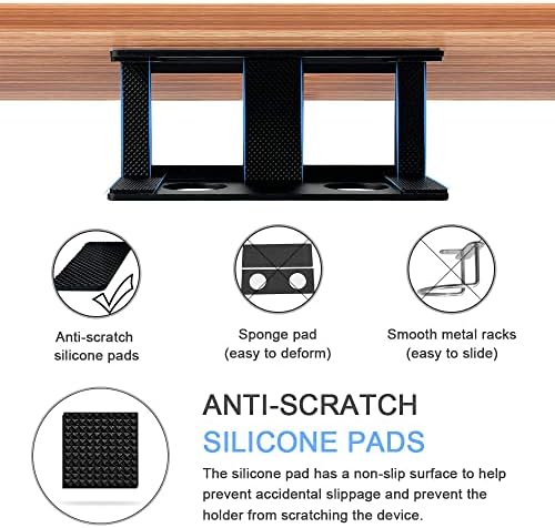 IFCASE Under Desk Laptop Mount, Metal Under Desk Shelf Holder for Laptop, Mac mini, MacBook, Keyboard with Anti-Scratch Silicone (Black)
