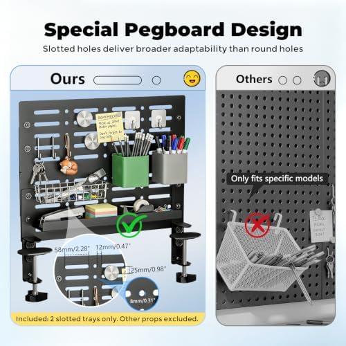 JOY worker 4-in-1 Clamp on Above/Under Desk Pegboard Cable Management Tray
