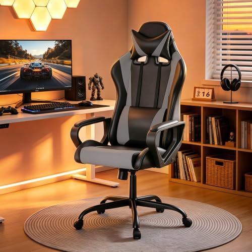 BestOffice Ergonomic Gaming Chair for Adults, Video Game Chair, Gray