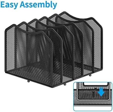 Simple Trending 5-Section Vertical File Organizer, Black