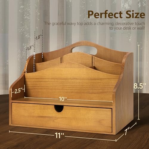 Rebee Vision Mail Organizer for Desk with 4-Slot Letter Office Decor,Yellow