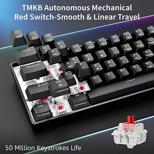 DIERYA 60% Mechanical Keyboard, DK61se Wired Gaming Keyboard with Red Switches, LED Backlit Ultra-Compact 61 Keys Mini Office Keyboard for Windows Laptop PC Gamer Typist（Black）