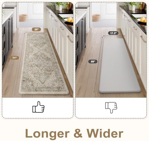 KIMODE Anti Fatigue Kitchen Mat for Floor,20"x71" Boho Oriental Kitchen Rug