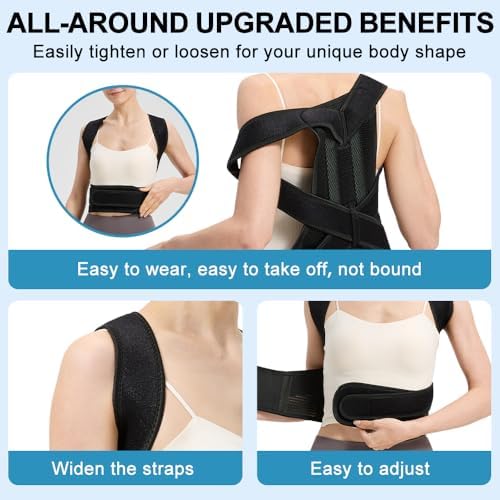 Posture Corrector for Men and Women, Adjustable Back Brace for Back, Neck and Shoulder Pain Relief, Back Support for Posture Improving Scoliosis, Hunchback, Hump, Thoracic, Spine Corrector (Large)