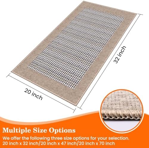 StepRite Kitchen Rugs, Kitchen Mats for Floor, 32"x20" Non-Slip Machine-Washable Kitchen Throw Rug, Absorbent Kitchen Runner Rugs Office, Sink Standing Desk Mat, Decor Carpet, Khaki