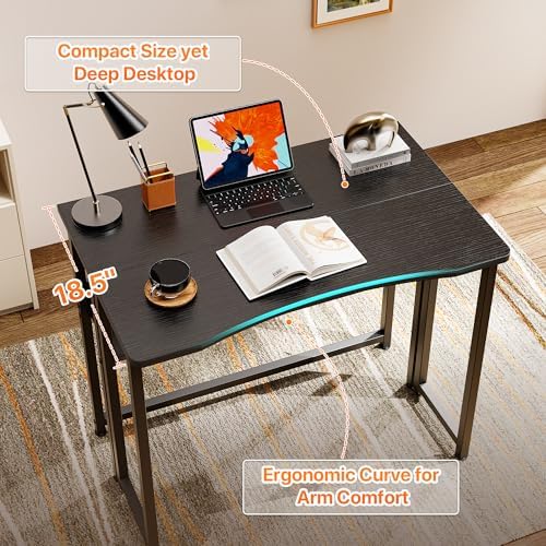 Huuger Folding Desk with Storage Shelf, 31.5 Inch Foldable Computer Table