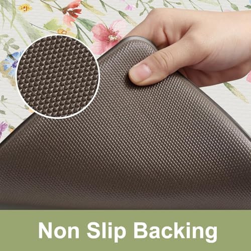 KIMODE Anti Fatigue Kitchen Mats for Floor, Farmhouse Floral Kitchen Rugs