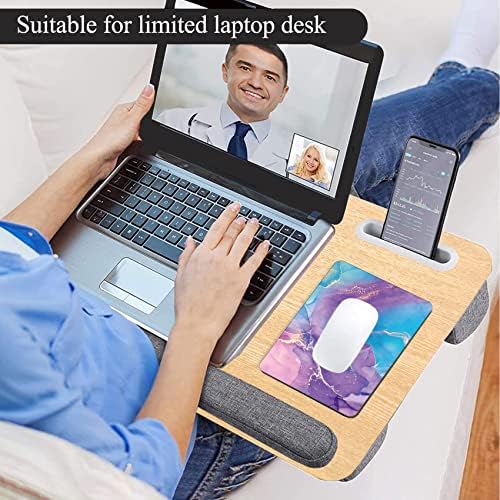 Small Mouse Pad, Mini Mouse Pad 6 X 8 Inch with Non-Slip Rubber Base for Keyboard Tray Laptops Wireless Mouse Home Office Travel, Washable & Portable (Marble Purple Blue)