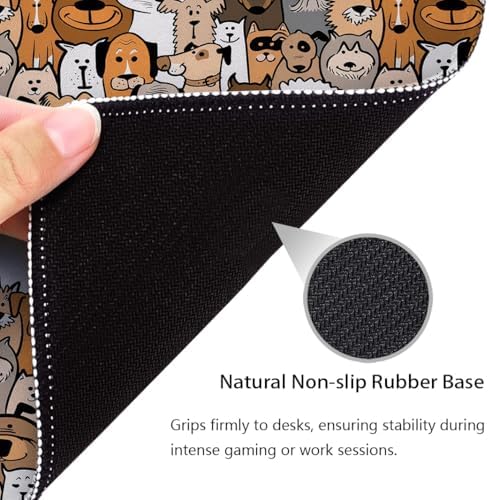 Cats and Dogs Mouse Pad, Retro Funny Domestic Animals Design Desk Mat