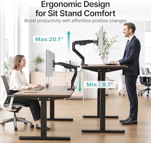 Heavy Duty Monitor Arm for 17-49 Inch, 44 lbs, VESA 75/100 with USB, Black