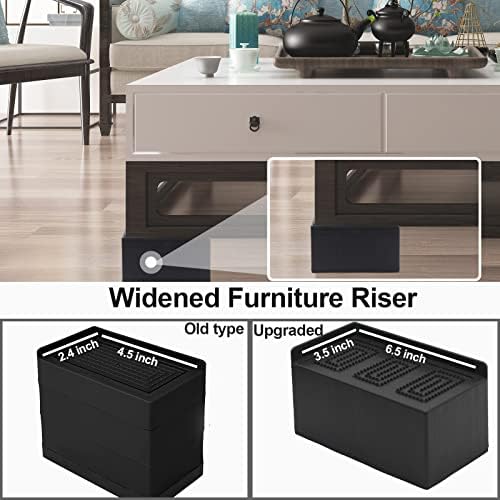 MYMULIKE Bed Risers 5 inch, Oversized Extra Wide Bed Frame Risers, 11000lbs Heavy Duty Couch Risers, L Shape Wide Opening Furniture Risers for Bed, Couch, Desk, Chair, Soft, Platform, Dorm