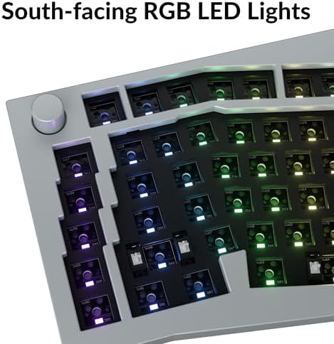 Keychron Q10 QMK Custom Mechanical Keyboard Barebone, 75% Alice Layout Ergonomic CNC Aluminum Case, Hot-swappable RGB Backlight, Programmable Knob & Macro Keys, Wired USB-C, Mac Windows Linux, Grey