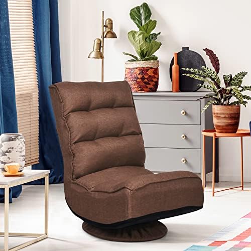 COSTWAY Folding Floor Chair, Adjustable 5-Position Swivel Gaming Chair