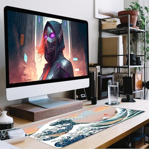 Japanese Large Mouse Pad Desk Mat Office Desk Pad, Sunset Sea