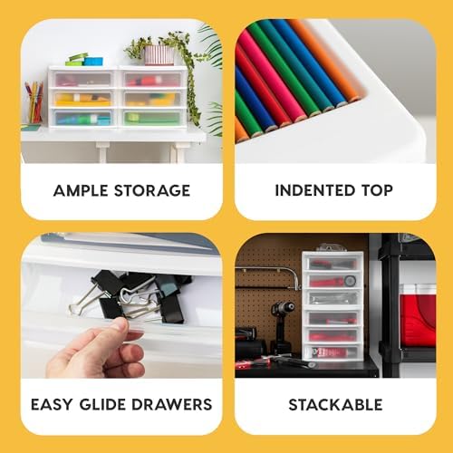 IRIS USA 3-Drawer Medium Stacking Desktop Organizer, White