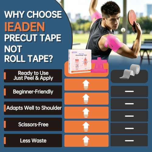 Precut Kinesiology Tape for Shoulder, 10 Pcs, Pink