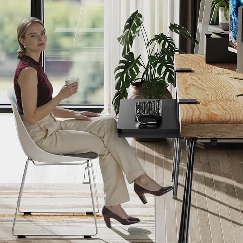 ETHU Small Keyboard Tray Under Desk with C-Clamp, 19.7x11.81", Black