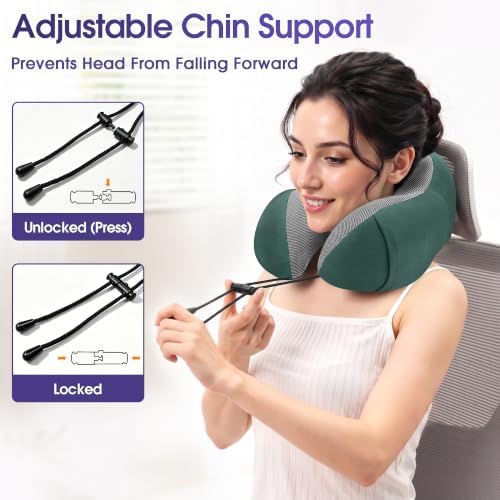 CloudBliss Neck Pillow for Sleeping, Memory Foam Travel Pillow, Green