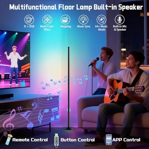 NBBUFF IC+RGBW Led Corner Floor Lamp USB Powered App & Remote Control,2Pack