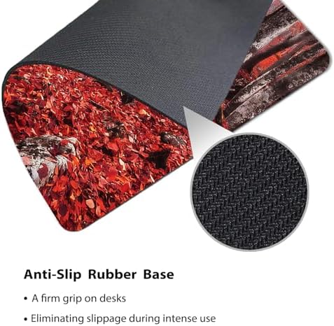 9.5x7.9 Inch Office/Gaming Mouse Pad, Autumn Waterfall Scenery Forest Stream & Fall Foliage, Cute Anti-Slip Mat for Desk Decor