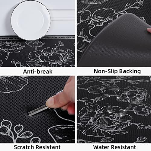 Kitchen Floor Mat Set of 2, Anti Fatigue Kitchen Mat 17"x59"+17"x29"