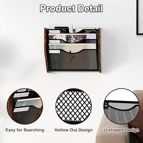 Hanging Wall Files Organizer, 3 Tier Mail Organizer Wall Mounted,Hanging File Holder,Magazine Rack for Documents,Magazine,Literature,File,Mails,Envelopes