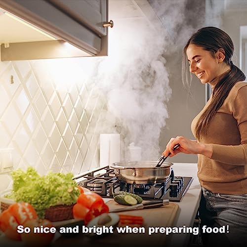 Plug-in Under Cabinet Lights Daylight White 4000K, Dimmable LED Under Cabinet Lighting, 6PCS x 12 Inch Under-Counter Light Fixtures with Memory Function, Under Counter LED Lights for Kitchen