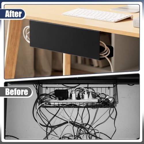 2 Pack Under Desk Cable Management Tray,Hold 11 lbs, 16 x 5 x 3 Inch, Black