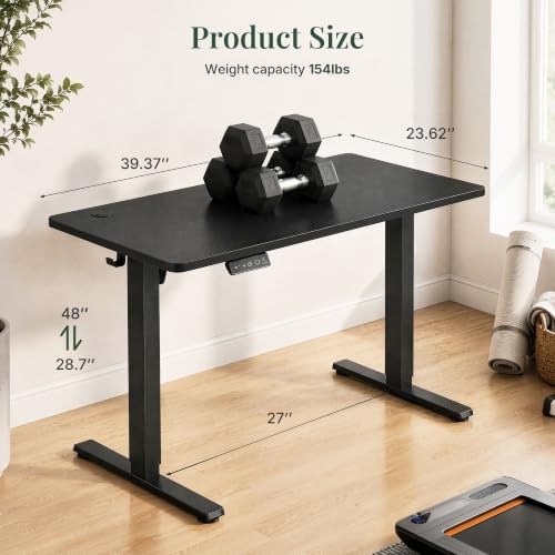 Electric Standing Desk,40in for Home,Office,Gaming,Black