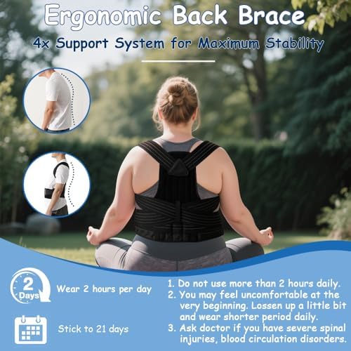 Plus Size Posture Corrector for Women & Men, Adjustable Back Brace, 5XL