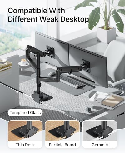 monTEK Adjustable Steel Monitor Mount Reinforcement Plate, Desk Stabilizer