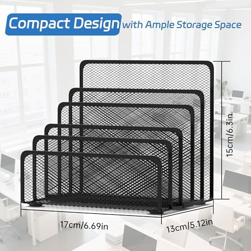 Mail Organizer with 5 Slot Mail Holder for Desk Black