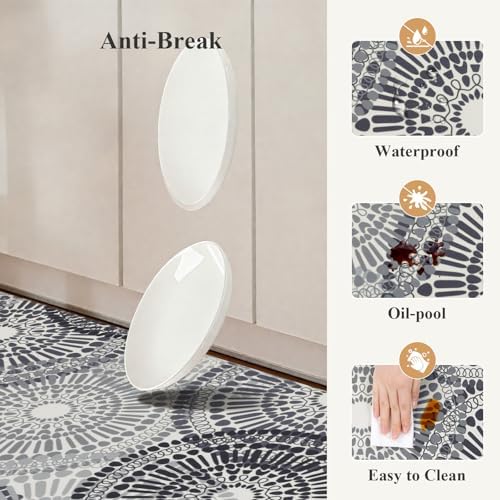 HEBE Anti Fatigue Kitchen Rugs Set of 2, Cushioned Kitchen Mats for Floor