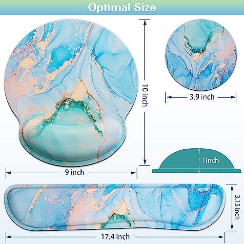 Mouse Pad Blue, 3-in-1 Mouse Pad with Wrist Rest for Keyboard and Mouse