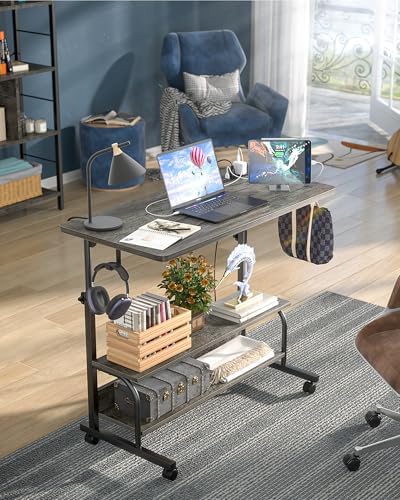 Armocity 32" Rolling Standing Desk with Charging Station for Couch Bed