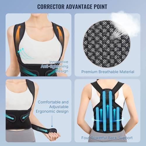 Adjustable Posture Corrector Belt Back Brace for Women and Men, Full Back Support, Shoulder Straightener for Hunchback, Scoliosis, Lumbar, Spine