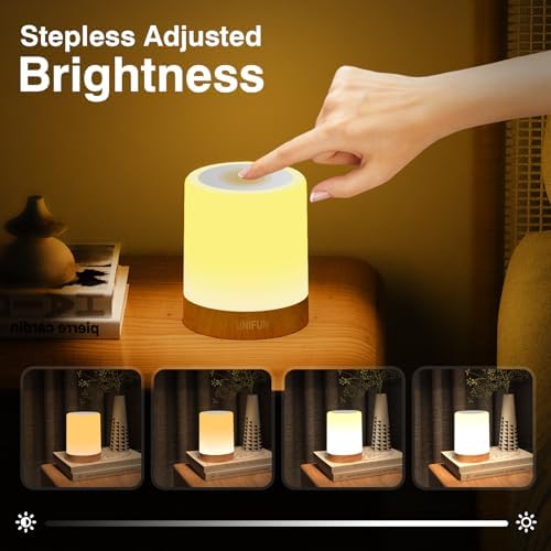 UNIFUN Bedside Touch Lamp Rechargeable Dimmable RGB LED Table Night Light