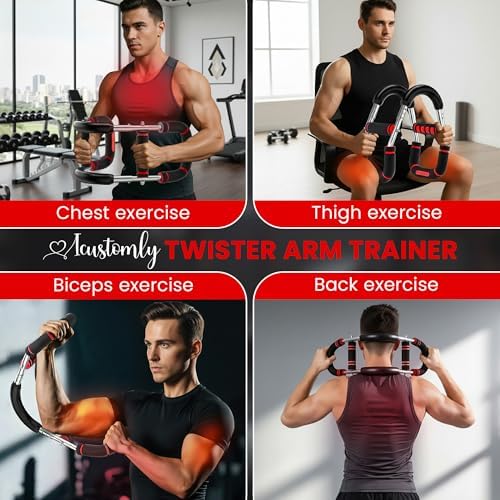 Twister Arm Trainer, Adjustable Resistance (20–130 lbs) Chest & Arm Trainer for Men & Women, Gorilla Bar Chest & Upper Body Workout Equipment, Ergonomic Home Workout Equipment with Anti-Slip Handles