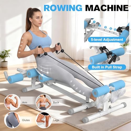 DERACY Ab Workout Machine Adjustable Ab Trainer Abdominal Trainer for Home Gym Foldable Ab Crunch Machine for Core 440 LBS